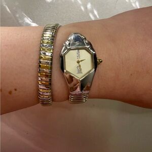 Just Cavalli Roberto Cavalli Women Snake Watch Gold and Silver